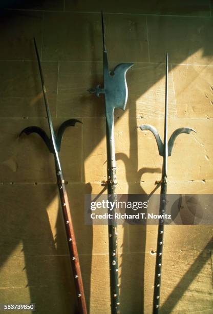 spears at warwick castle - warwick castle stock pictures, royalty-free photos & images