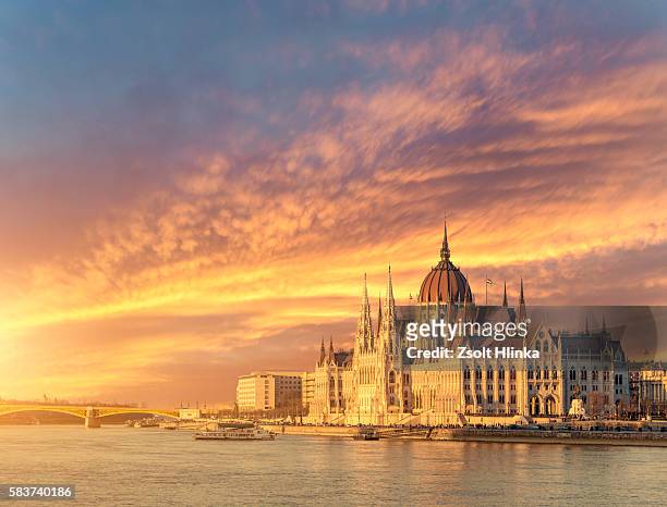 budapest citycape in sunset - budapest stock pictures, royalty-free photos & images
