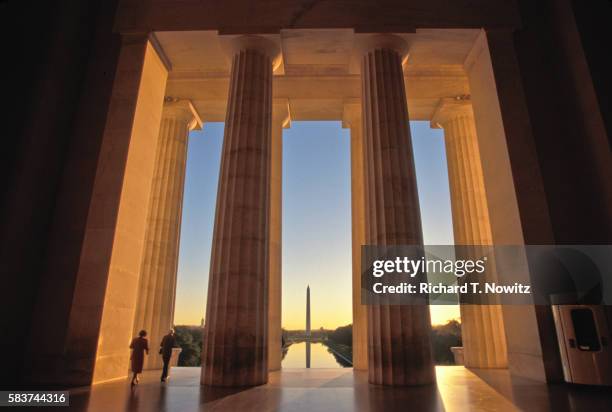 view from the interior of the lincoln memoral - washington dc imagens e fotografias de stock