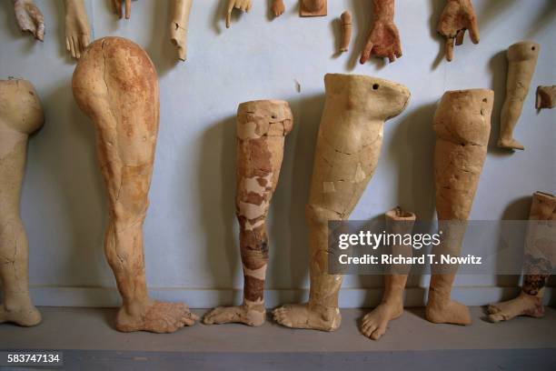 leg carvings in a museum - corinth stock pictures, royalty-free photos & images