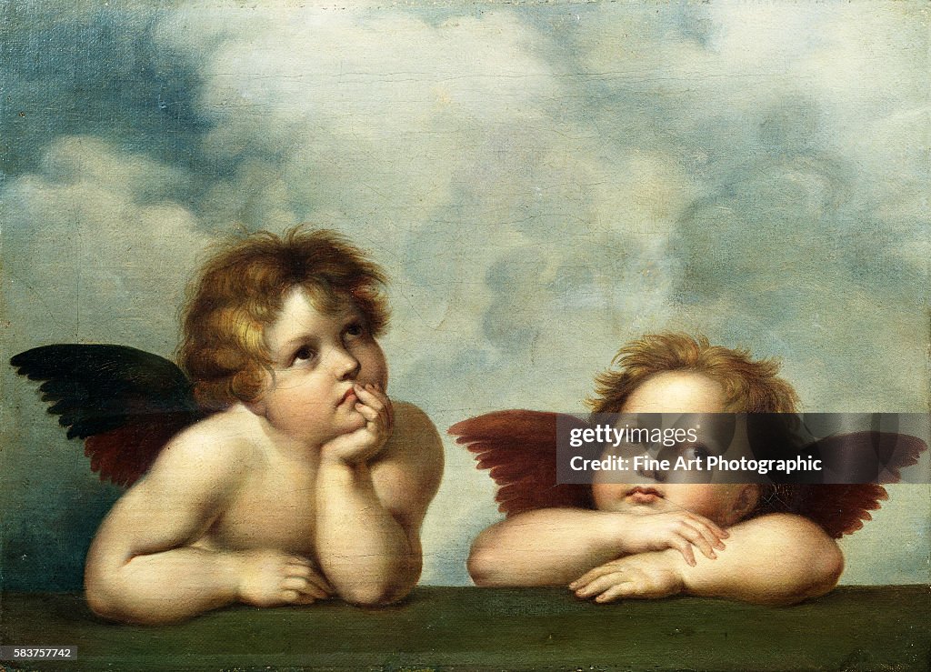 Painting of Cherubim After a Detail of Sistine Madonna by Raphael