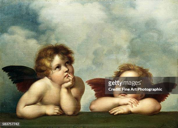 Painting of Cherubim After a Detail of Sistine Madonna by Raphael
