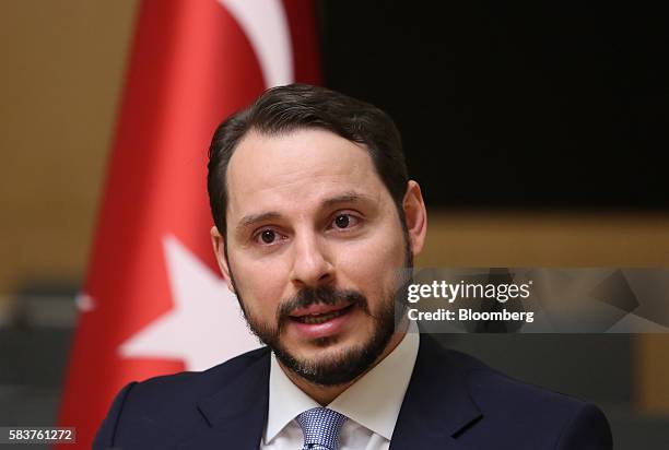 Berat Albayrak, Turkey's energy minister, speaks during a news conference in Ankara, Turkey, on Wednesday, July 27, 2016. Turkey will most likely cut...