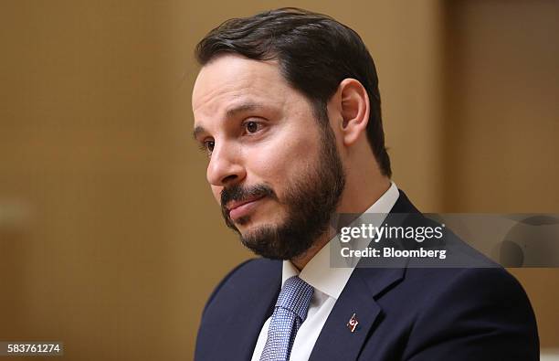 Berat Albayrak, Turkey's energy minister, pauses whilst speaking during a news conference in Ankara, Turkey, on Wednesday, July 27, 2016. Turkey will...