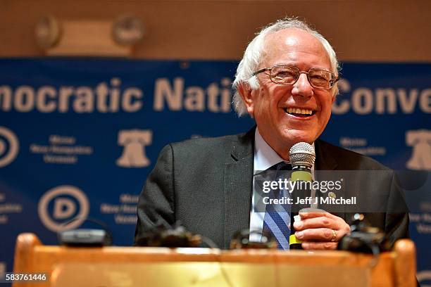 Senator Bernie Sanders exits the stage after addressing the New Hampshire, Maine and Vermont delegation breakfast at the Democratic National...