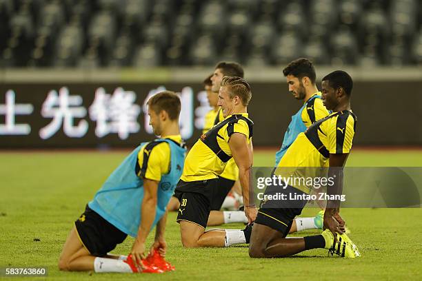Felix Passlack of Dortmund in action during team training session for 2016 International Champions Cup match between Manchester City and Borussia...