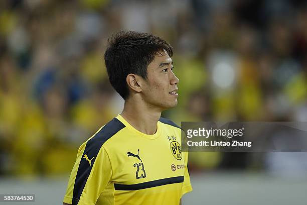 Shinji Kagawa of Dortmund looks on during team training session for 2016 International Champions Cup match between Manchester City and Borussia...