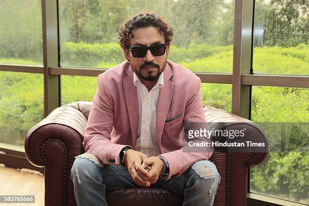 Indian Bollywood actor Irrfan Khan posing for a profile shoot at Hotel Shereton, Saket on July 18, 2016 in New Delhi, India.