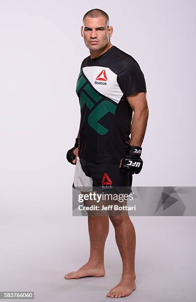 Cain Velasquez poses for a portrait during a UFC photo session at the Monte Carlo Resort and Casino on July 6, 2016 in Las Vegas, Nevada.