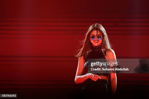 Selena Gomez performs live on stage during her 'Revival Tour' at the Singapore Indoor Stadium on July 27, 2016 in Singapore.