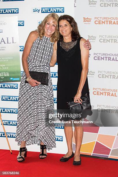 Mary Decker and Zola Budd arrives for the premiere of Sky Atlantic original documentary feature "The Fall" at Picturehouse Central on July 27, 2016...