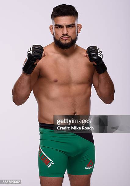 Kelvin Gastelum poses for a portrait during a UFC photo session at the Monte Carlo Resort and Casino on July 5, 2016 in Las Vegas, Nevada.