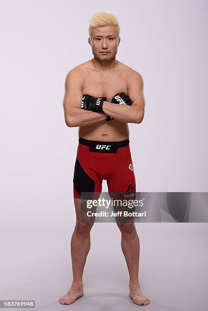 Takanori Gomi poses for a portrait during a UFC photo session at the Monte Carlo Resort and Casino on July 6, 2016 in Las Vegas, Nevada.