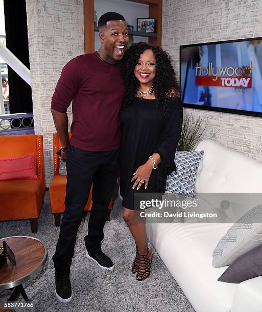 Actor Flex Alexander and wife singer Shanice visit Hollywood Today Live at W Hollywood on July 27, 2016 in Hollywood, California.