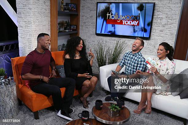 Actor Flex Alexander, wife singer Shanice and hosts Tanner Thomason and Rocsi Diaz attend Hollywood Today Live at W Hollywood on July 27, 2016 in...