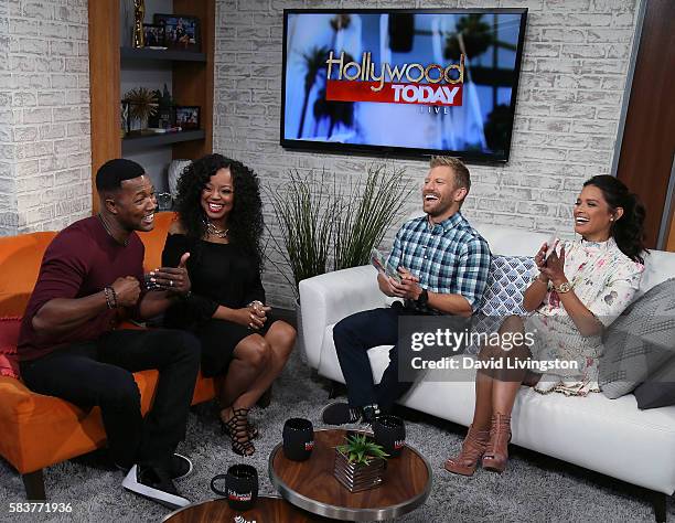 Actor Flex Alexander, wife singer Shanice and hosts Tanner Thomason and Rocsi Diaz attend Hollywood Today Live at W Hollywood on July 27, 2016 in...