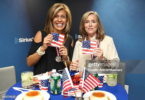 SiriusXM host/ TV personality Hoda Kotb and Meredith Vieira celebrate the 2016 Rio Olympic Games during 'The Hoda Show' live on SiriusXM's TODAY Show...