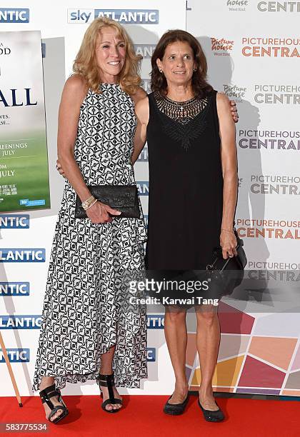 Mary Decker and Zola Budd arrive for the premiere of Sky Atlantic's original documentary feature "The Fall" at Picturehouse Central on July 27, 2016...