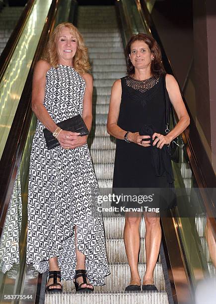 Mary Decker and Zola Budd arrive for the premiere of Sky Atlantic's original documentary feature "The Fall" at Picturehouse Central on July 27, 2016...