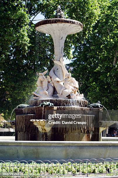 water fountain at retiro park - giant frog stock pictures, royalty-free photos & images