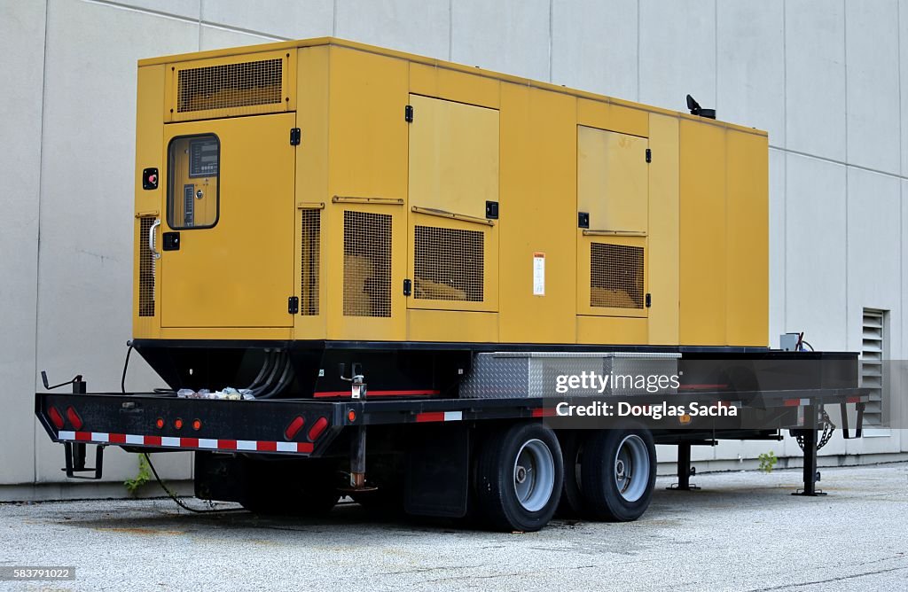 Diesel powered Emergency backup Electric Generator on a portable trailor