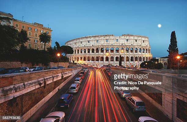colosseum at blue hour - rome colosseum stock pictures, royalty-free photos & images