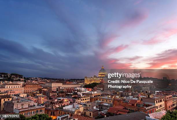 saint peter basilica - rome sunset stock pictures, royalty-free photos & images