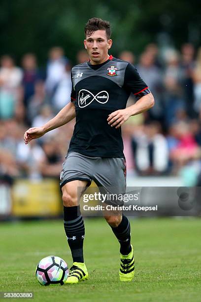 Pierre-Emile Hoejbjerg of Southampton runs with the ball during the friendly match between Twente Enschede and FC Southampton at Q20 Stadium on July...