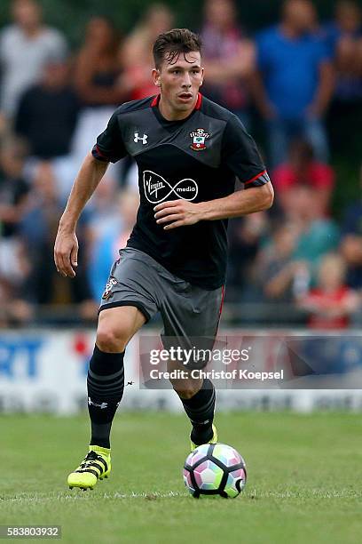 Pierre-Emile Hoejbjerg of Southampton runs with the ball during the friendly match between Twente Enschede and FC Southampton at Q20 Stadium on July...