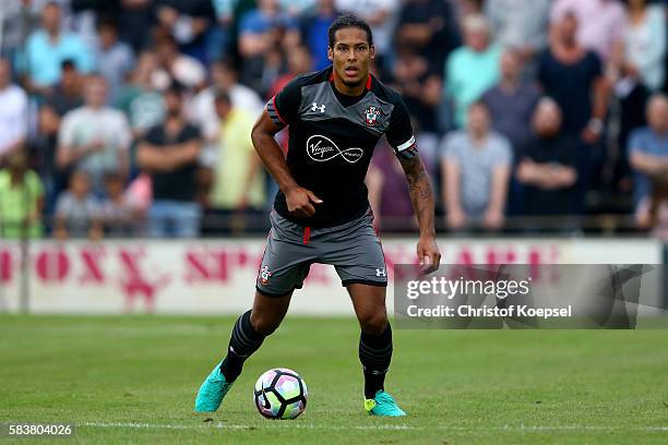 Virgil van Dijk of Southampton runs with the ball during the friendly match between Twente Enschede and FC Southampton at Q20 Stadium on July 27,...