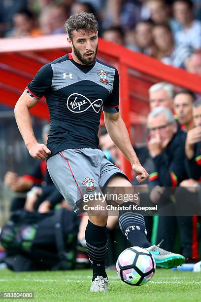 Sam McQueenof Southampton runs with the ball during the friendly match between Twente Enschede and FC Southampton at Q20 Stadium on July 27, 2016 in...