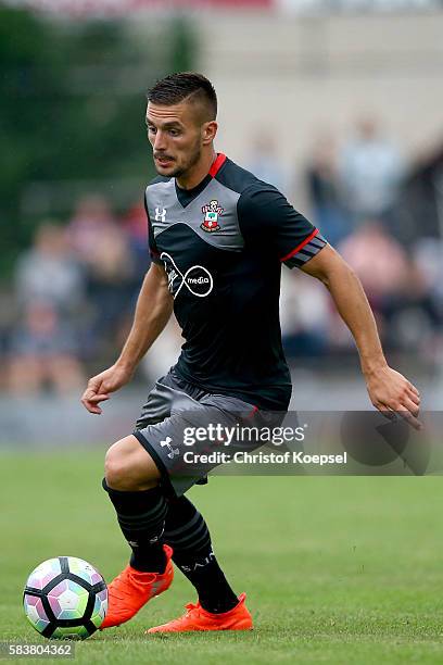 Dusan Tadic of Southampton runs with the ball during the friendly match between Twente Enschede and FC Southampton at Q20 Stadium on July 27, 2016 in...