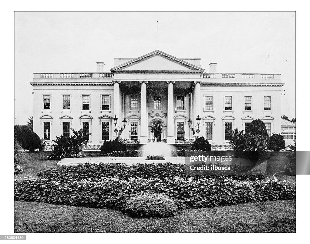 Antique photograph of northern facade-White House(Washington,D.C.,USA)-19th century