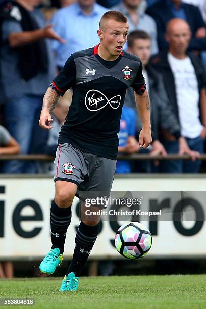 Jordy Clasieof Southampton runs with the ball during the friendly match between Twente Enschede and FC Southampton at Q20 Stadium on July 27, 2016 in...