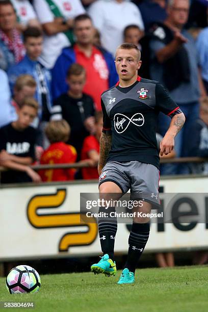 Jordy Clasieof Southampton runs with the ball during the friendly match between Twente Enschede and FC Southampton at Q20 Stadium on July 27, 2016 in...