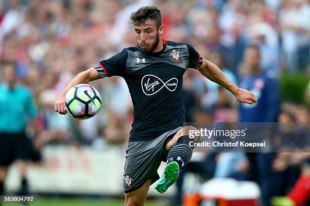 Sam McQueen of Southampton runs with the ball during the friendly match between Twente Enschede and FC Southampton at Q20 Stadium on July 27, 2016 in...
