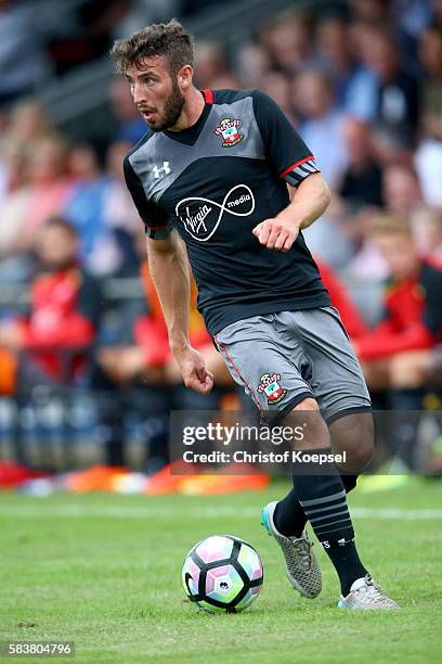 Sam McQueen of Southampton runs with the ball during the friendly match between Twente Enschede and FC Southampton at Q20 Stadium on July 27, 2016 in...