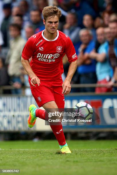 Joachim Andersen of Enschede runs with the ball during the friendly match between Twente Enschede and FC Southampton at Q20 Stadium on July 27, 2016...