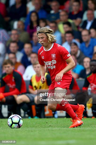 Jeroen van der Lely of Enschede runs with the ball during the friendly match between Twente Enschede and FC Southampton at Q20 Stadium on July 27,...