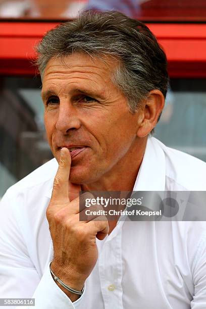 Head coach Claude Puel of Southampton sits on the bench during the friendly match between Twente Enschede and FC Southampton at Q20 Stadium on July...