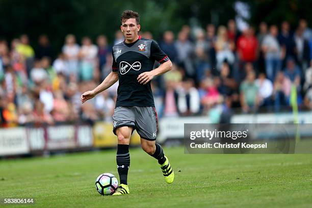 Pierre-Emile Hoejbjerg of Southampton runs with the ball during the friendly match between Twente Enschede and FC Southampton at Q20 Stadium on July...