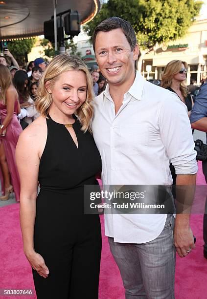 Beverley Mitchell and Michael Cameron attend the premiere Of STX Entertainment's "Bad Moms" at Mann Village Theatre on July 26, 2016 in Westwood,...