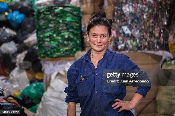 August 20, 2015. BOGOTÁ, COLOMBIA. Mercedes Gutierrez is a recycler and waste picker in Bogota and member of the AReB Waste Pickers Association of...