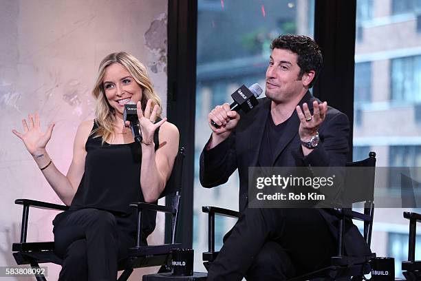 Jenny Mollen and Jason Biggs discuss their new film "Amateur Night" at AOL Build at AOL HQ on July 27, 2016 in New York City.