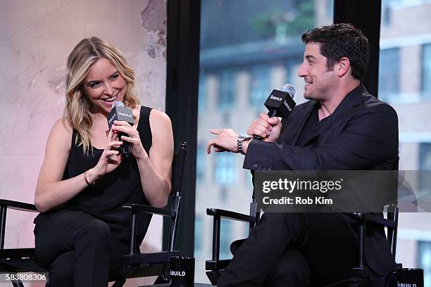 Jenny Mollen and Jason Biggs discuss their new film "Amateur Night" at AOL Build at AOL HQ on July 27, 2016 in New York City.