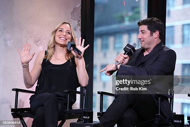 Jenny Mollen and Jason Biggs discuss their new film "Amateur Night" at AOL Build at AOL HQ on July 27, 2016 in New York City.