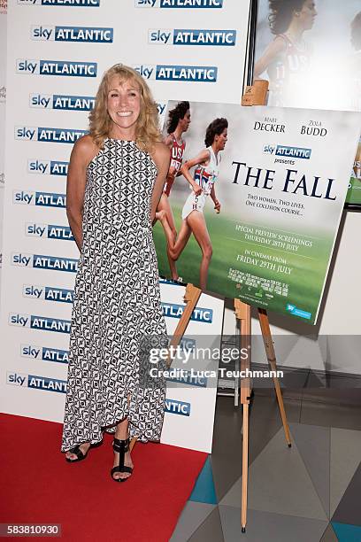 Mary Decker arrives for the premiere of Sky Atlantic original documentary feature "The Fall" at Picturehouse Central on July 27, 2016 in London,...