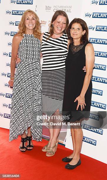 Mary Decker, Karen Emlsey and Zola Budd attend the premiere of the Sky Atlantic original documentary feature "The Fall" at Picturehouse Central on...