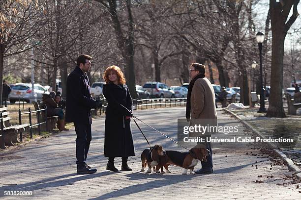 Kessler Epstein" Episode 202 -- Pictured: Billy Eichner as Billy Epstein, Julie Klausner as Julie Kessler, Nathan Lane as himself --