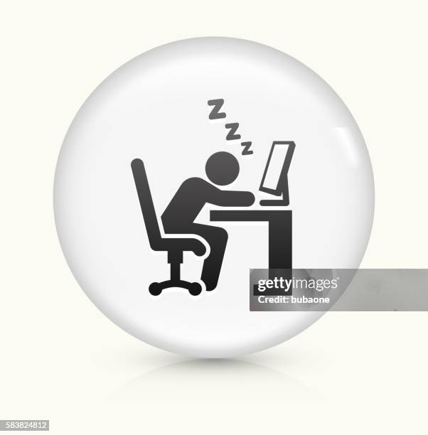 sleeping at work icon on white round vector button - impossible circle stock illustrations